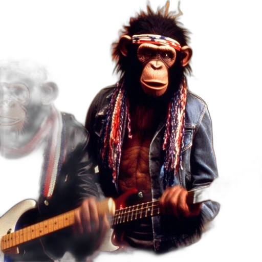 animal, photorealistic, concept art, three, chimps, play, make-believe, musicians transparent PNG cut-out