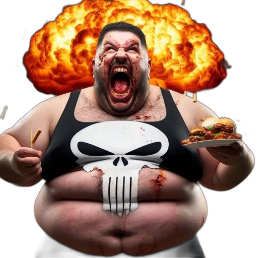 food, weapon, animal, concept art, photorealistic, comic book art, muscular, man transparent PNG cut-out