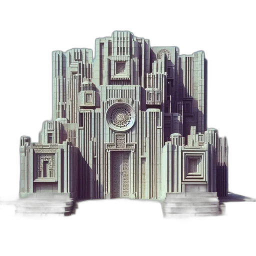 building, robot, furniture, crown, 3d render, concept art, pixel art, vaporwave transparent PNG cut-out