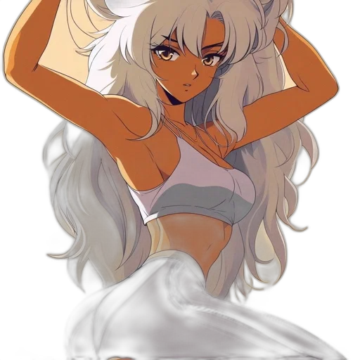 hair, anime, cartoon, watercolor, concept art, pastel, monochrome, golden transparent PNG cut-out