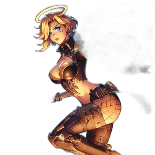 robot, dress, concept art, fantasy art, pixel art, anime, outer space, golden transparent PNG cut-out