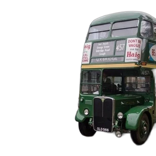 vintage, green, double-decker, bus, advertisement, haig, scotch, whisky transparent PNG cut-out