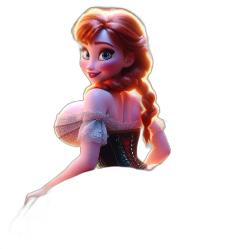 dress, crown, face, concept art, 3d render, fantasy art, cartoon, underwater transparent PNG cut-out