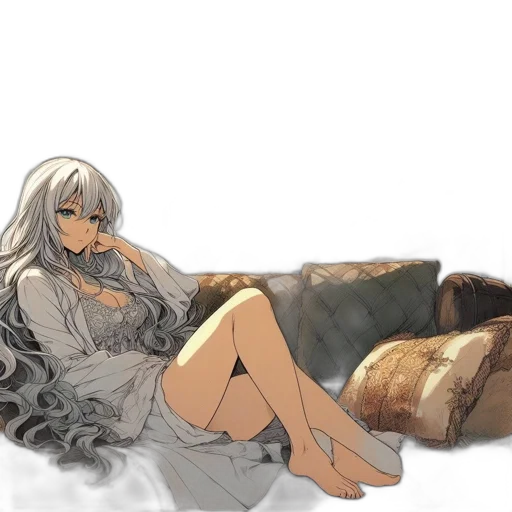 dress, furniture, hair, concept art, anime, pixel art, fantasy art, fire transparent PNG cut-out