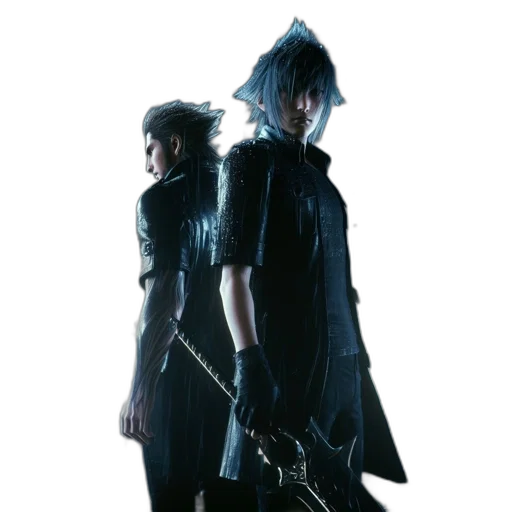weapon, staff, jacket, concept art, cyberpunk, two, men, stand transparent PNG cut-out