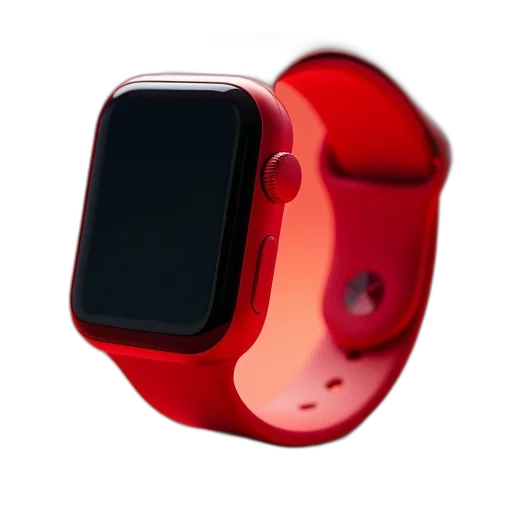 jewelry, robot, 3d render, red, bluetooth, smartwatch, rounded, display transparent PNG cut-out