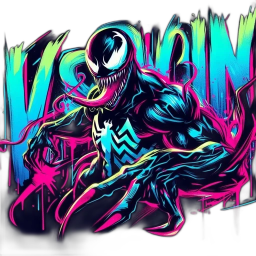 creature, comic book art, concept art, cyberpunk, cartoon, neon lights, neon, colorful transparent PNG cut-out