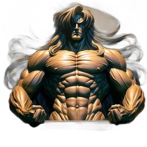 comic book art, concept art, fantasy art, photorealistic, muscular, figure, emerges, pedestal transparent PNG cut-out