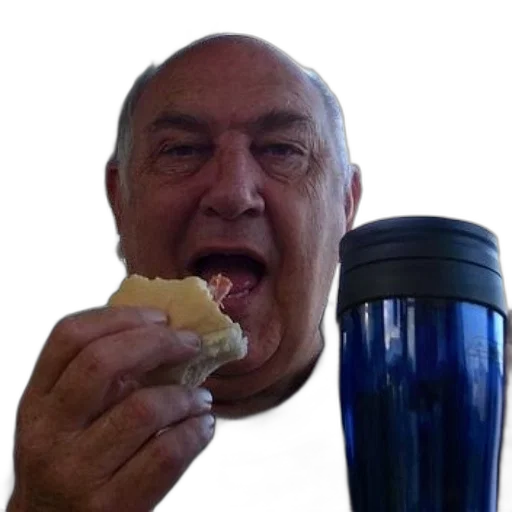 food, creature, face, animal, older, man, enjoys, sandwich transparent PNG cut-out