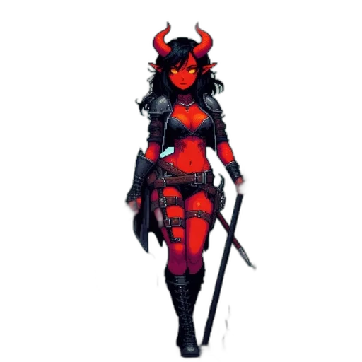 staff, concept art, pixel art, fantasy art, comic book art, red, dark, demonic transparent PNG cut-out