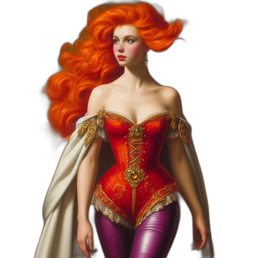 dress, crown, fantasy art, concept art, comic book art, photorealistic, red, regal transparent PNG cut-out