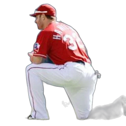 photorealistic, baseball, player, red, uniform, number, his, back transparent PNG cut-out