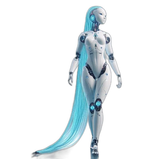 robot, concept art, 3d render, cyberpunk, fantasy art, blue, pastel, futuristic transparent PNG cut-out