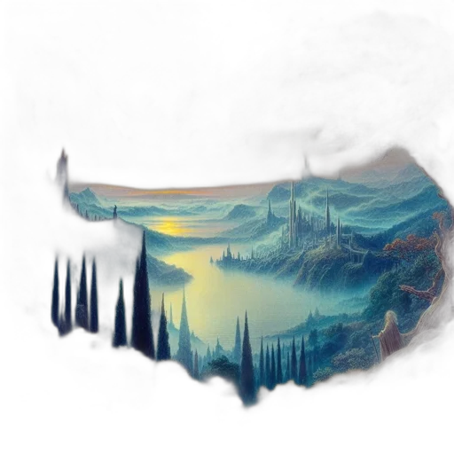 crown, mask, concept art, fantasy art, watercolor, oil painting, fog, underwater transparent PNG cut-out