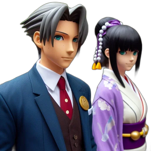 3d render, concept art, photorealistic, two, life-sized, figurines, resembling, characters transparent PNG cut-out