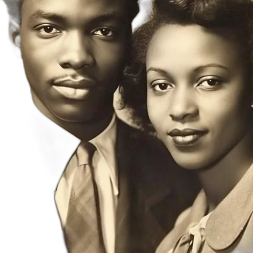 photorealistic, black, white, photograph, man, woman, early-to-mid, 20th-century transparent PNG cut-out