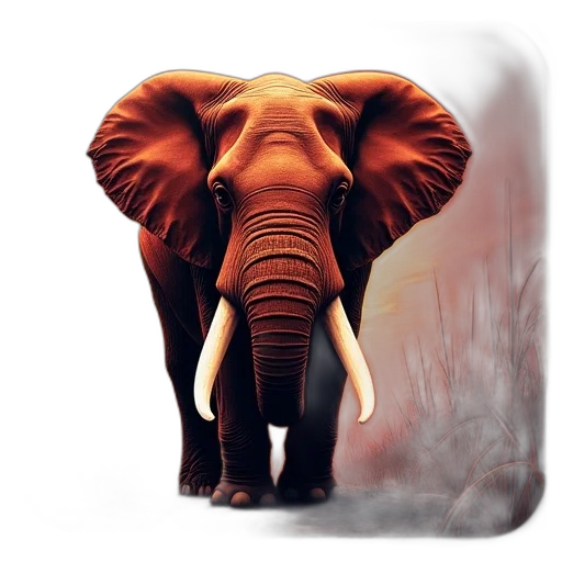 animal, creature, photorealistic, concept art, oil painting, 3d render, red, elephant transparent PNG cut-out