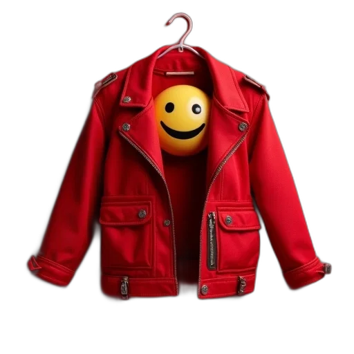 jacket, 3d render, red, small transparent PNG cut-out