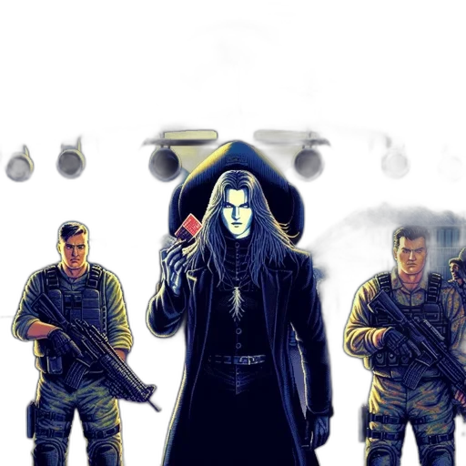 mask, weapon, comic book art, concept art, cyberpunk, fantasy art, outer space, fire transparent PNG cut-out