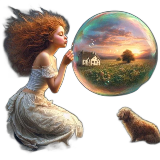 fantasy art, concept art, photorealistic, oil painting, sunset, forest, young, woman transparent PNG cut-out