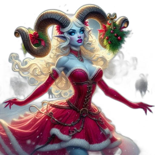 dress, concept art, fantasy art, comic book art, 3d render, snow, red, wintery transparent PNG cut-out