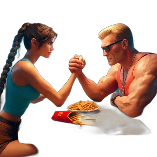 food, concept art, comic book art, fantasy art, photorealistic, neon lights, fire, retro-styled transparent PNG cut-out