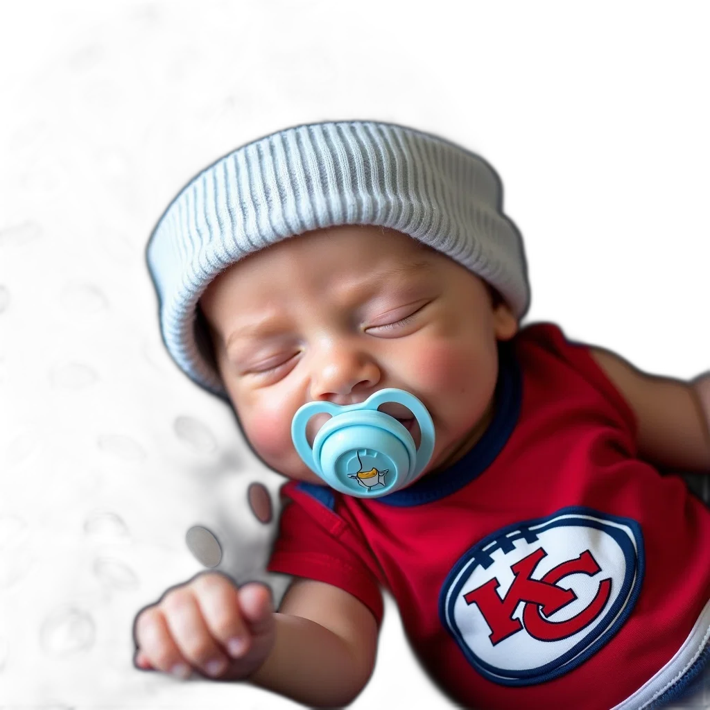 baby, sleeping, pacifier, mouth, wearing, red, blue, outfit transparent PNG cut-out