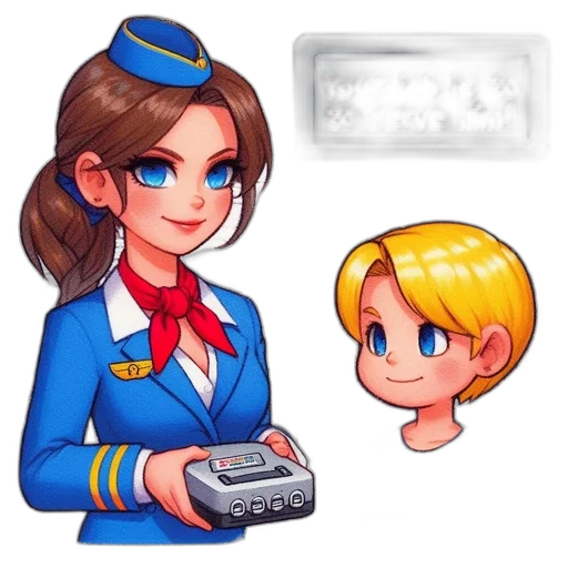 staff, pixel art, concept art, cartoon, 3d render, blue, inside, aircraft transparent PNG cut-out