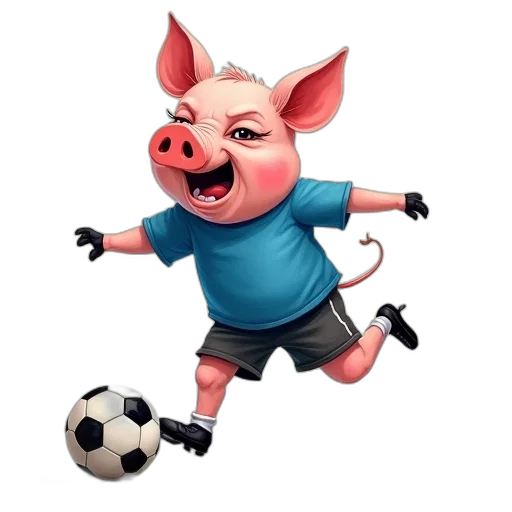 animal, concept art, photorealistic, 3d render, cartoon, character, pig, menacing transparent PNG cut-out