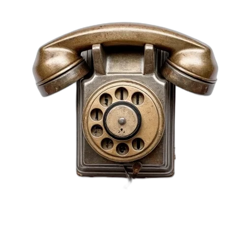 jewelry, photorealistic, old, fashioned, telephone, sign, button, white transparent PNG cut-out