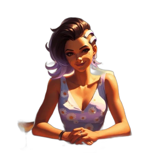 dress, face, jewelry, concept art, pixel art, cartoon, comic book art, neon lights transparent PNG cut-out