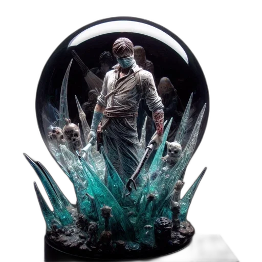 concept art, fantasy art, 3d render, underwater, figure, white, shirt, masked transparent PNG cut-out