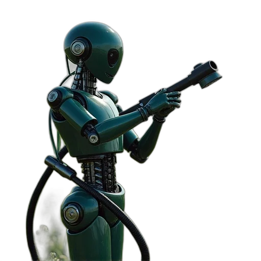 robot, staff, cyberpunk, concept art transparent PNG cut-out