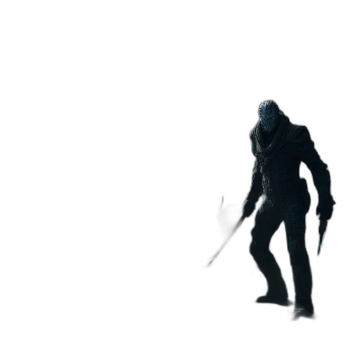 creature, sword, weapon, mask, concept art, 3d render, pixel art, comic book art transparent PNG cut-out