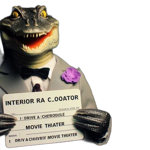 creature, anthropomorphic, alligator, wearing, formal, attire, holds, sign transparent PNG cut-out