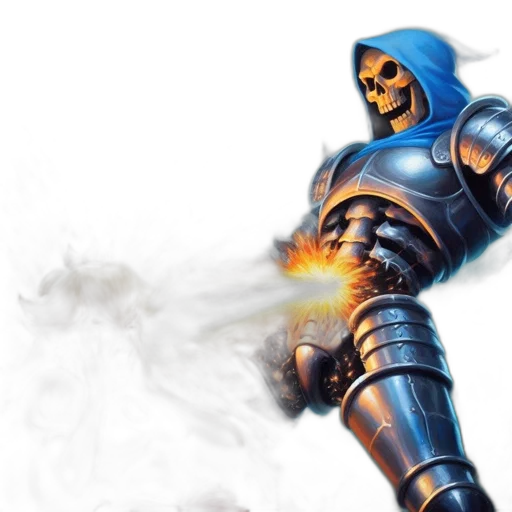 robot, sword, weapon, concept art, fantasy art, 3d render, comic book art, fire transparent PNG cut-out