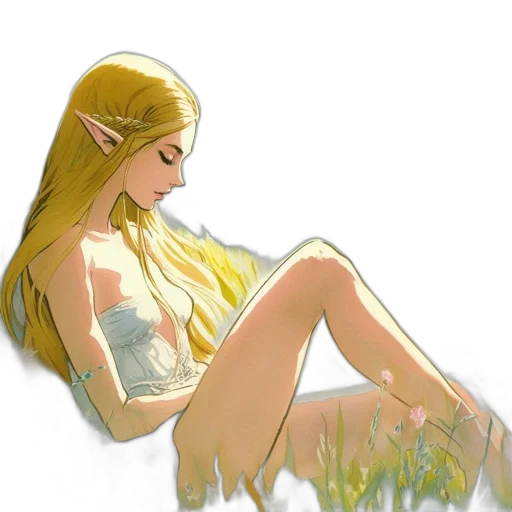 dress, fantasy art, pixel art, concept art, watercolor, golden, pastel, green transparent PNG cut-out