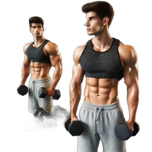 3d render, photorealistic, concept art, cartoon, muscular, man, lifts, weights transparent PNG cut-out
