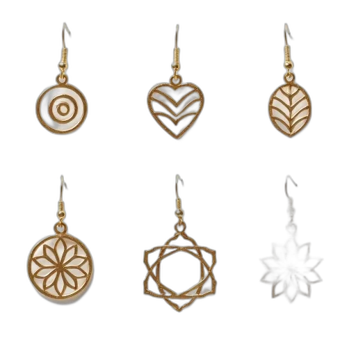 jewelry, monochrome, earth tones, collection, six, different, designs, earrings transparent PNG cut-out