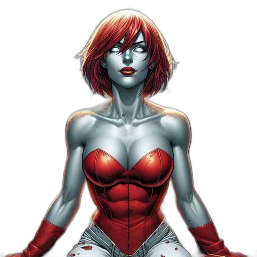 comic book art, concept art, fantasy art, cartoon, red, woman, fiery, hair transparent PNG cut-out