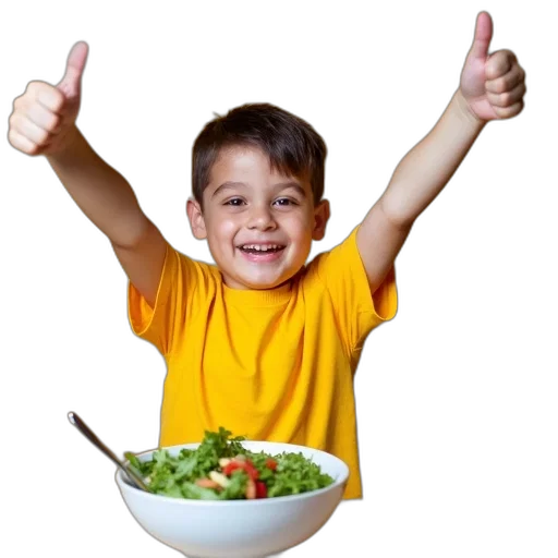 food, young, boy, yellow, shirt, standing, his, arms transparent PNG cut-out