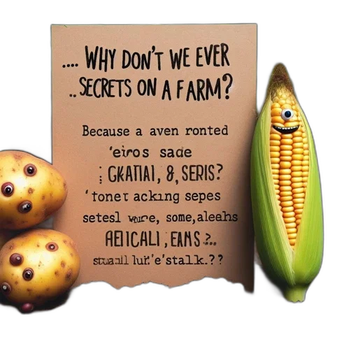 food, humorous, farm, scene, featuring, card, playful, message transparent PNG cut-out