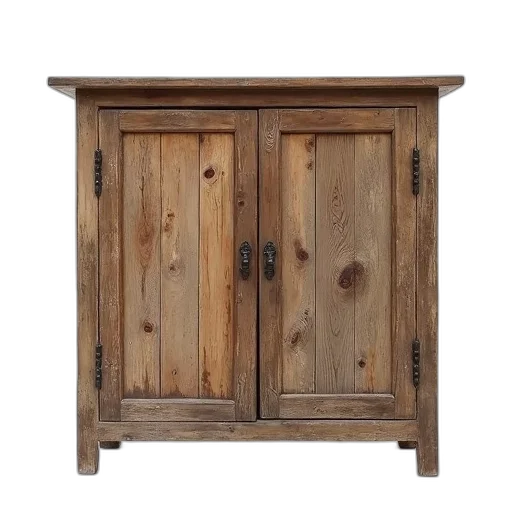 furniture, dress, 3d render, rustic, wooden, cabinet, weathered, finish transparent PNG cut-out