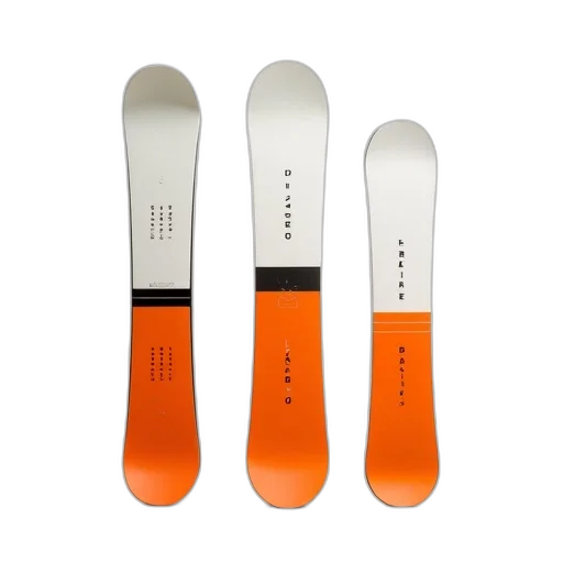 set, three, snowboards, white, orange, color, scheme, displayed transparent PNG cut-out