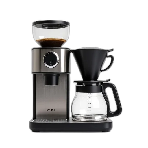 modern, coffee, maker, stainless, steel, finish, black, handle transparent PNG cut-out