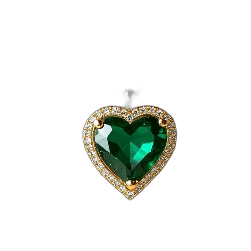 jewelry, crown, green, gold, necklace, heart-shaped, pendant, featuring transparent PNG cut-out