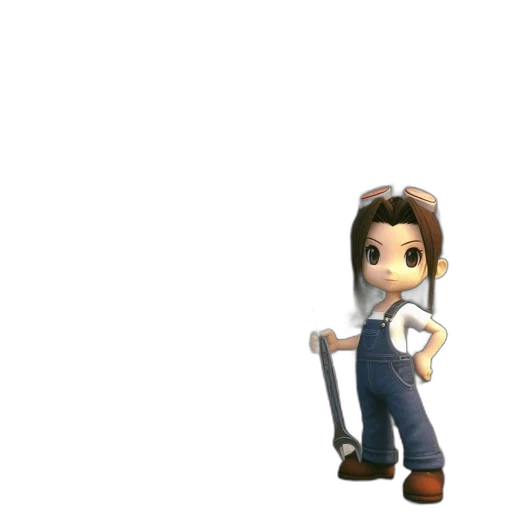 robot, staff, weapon, hair, 3d render, pixel art, concept art, cartoon transparent PNG cut-out