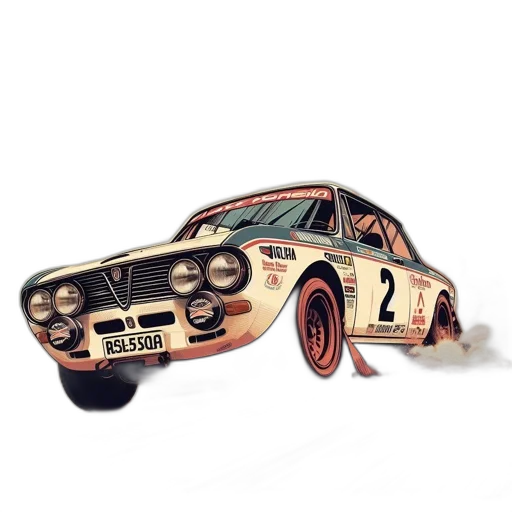 car, concept art, photorealistic, 3d render, fantasy art, vintage, lancia, racing transparent PNG cut-out