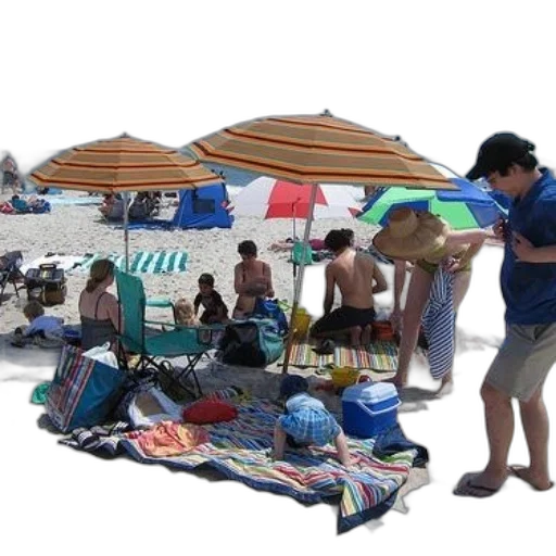 umbrella, staff, beach, underwater, group, people, enjoying, day transparent PNG cut-out