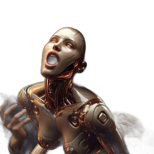 robot, face, concept art, cyberpunk, 3d render, fantasy art, outer space, flowing transparent PNG cut-out